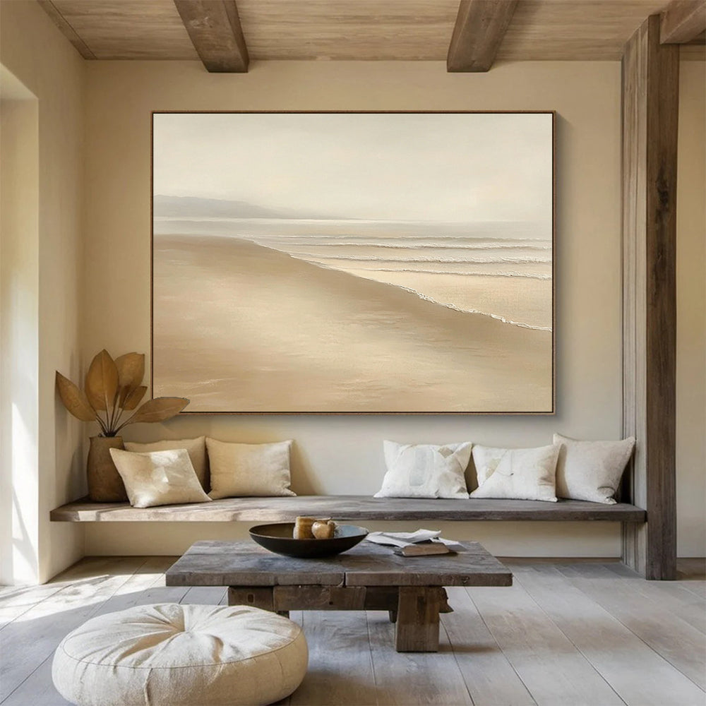 Minimalist Beach - Serene Neutral Abstract Painting DYP016