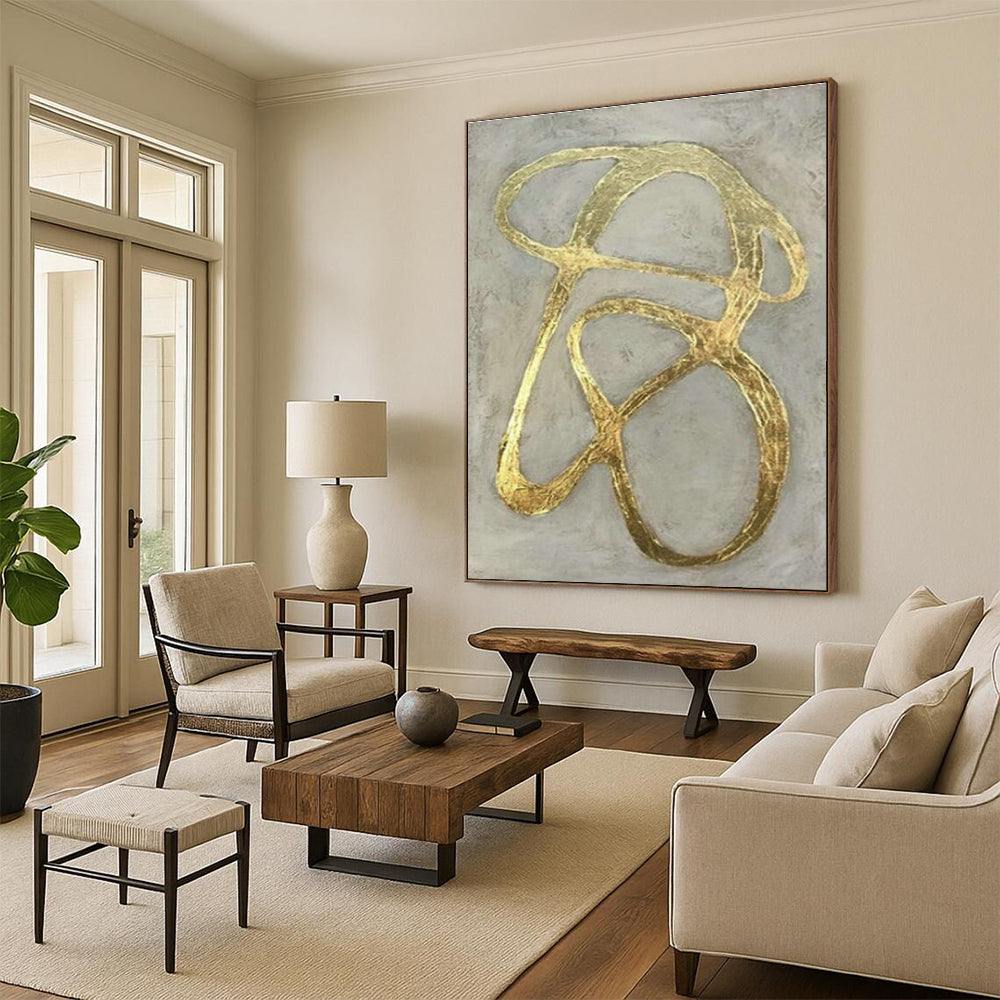Large Customizable Handmade Abstract Painting for Bedroom Bed Footboard Wall and Living Room Coffee Table Lower Shelf Wall DLZ2000