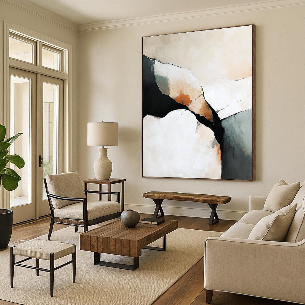 Neutral Tones Abstract Painting with Subtle Shapes GER441