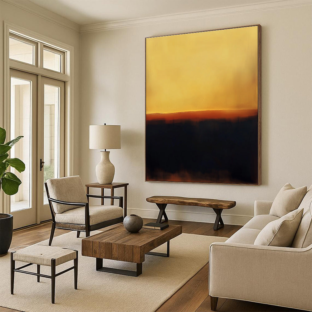 Yellow Brown Gradient Abstract Painting with Soft Transitions GER779