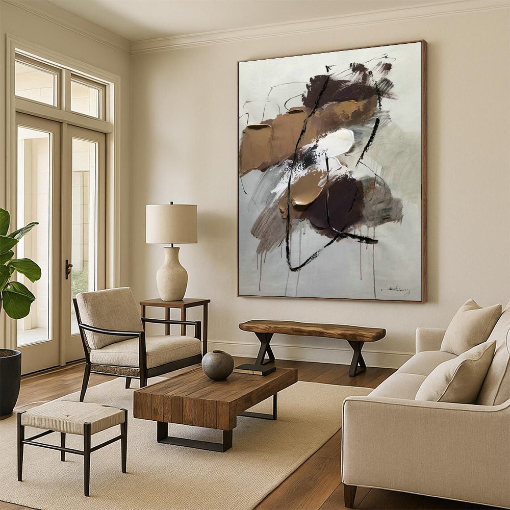 Oversized Abstract Paintings for Living Room Fireplace Surrounds and Office Conference Rooms DLZ0786