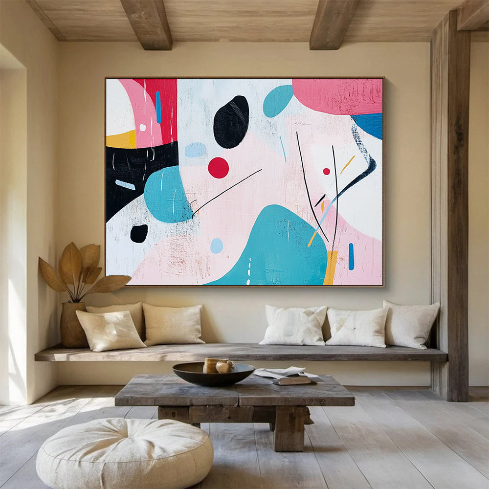Playful Shapes Abstract Painting with Pastel and Bold Colors DYP346