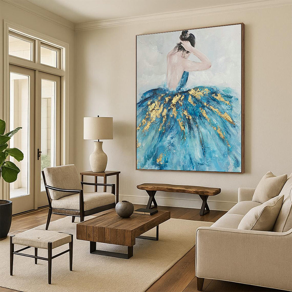 Hand-Painted Abstract Art with Embossed Details for Bedroom & Office DLZ1421
