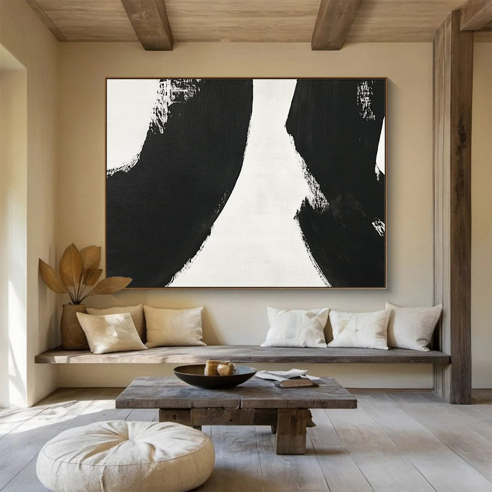 Black White Dynamic - Brushstroke Abstract Painting DYP031