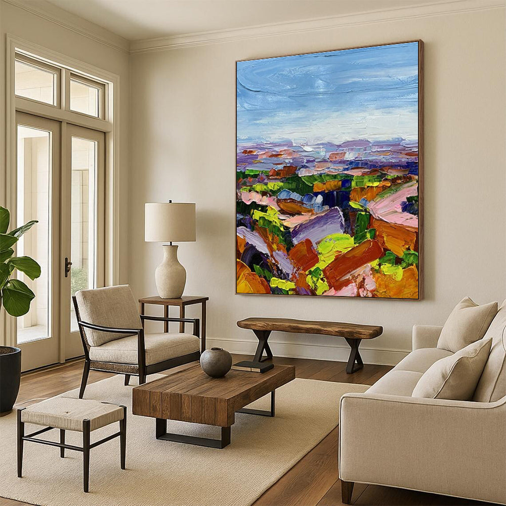 Colorful Landscape Abstract Painting with Layered Textures ADGE276