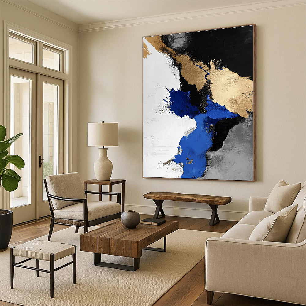 Blue Gold Abstract with Black White and Gray Background GER365