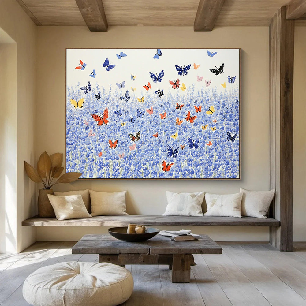 Blue Field Colorful - Butterfly Abstract Painting DYP055