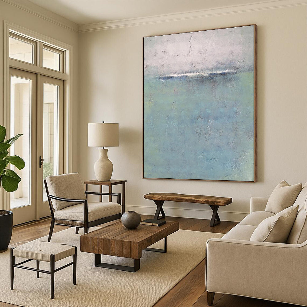 Gray and Blue Abstract Seascape - inspired Painting ADGE354