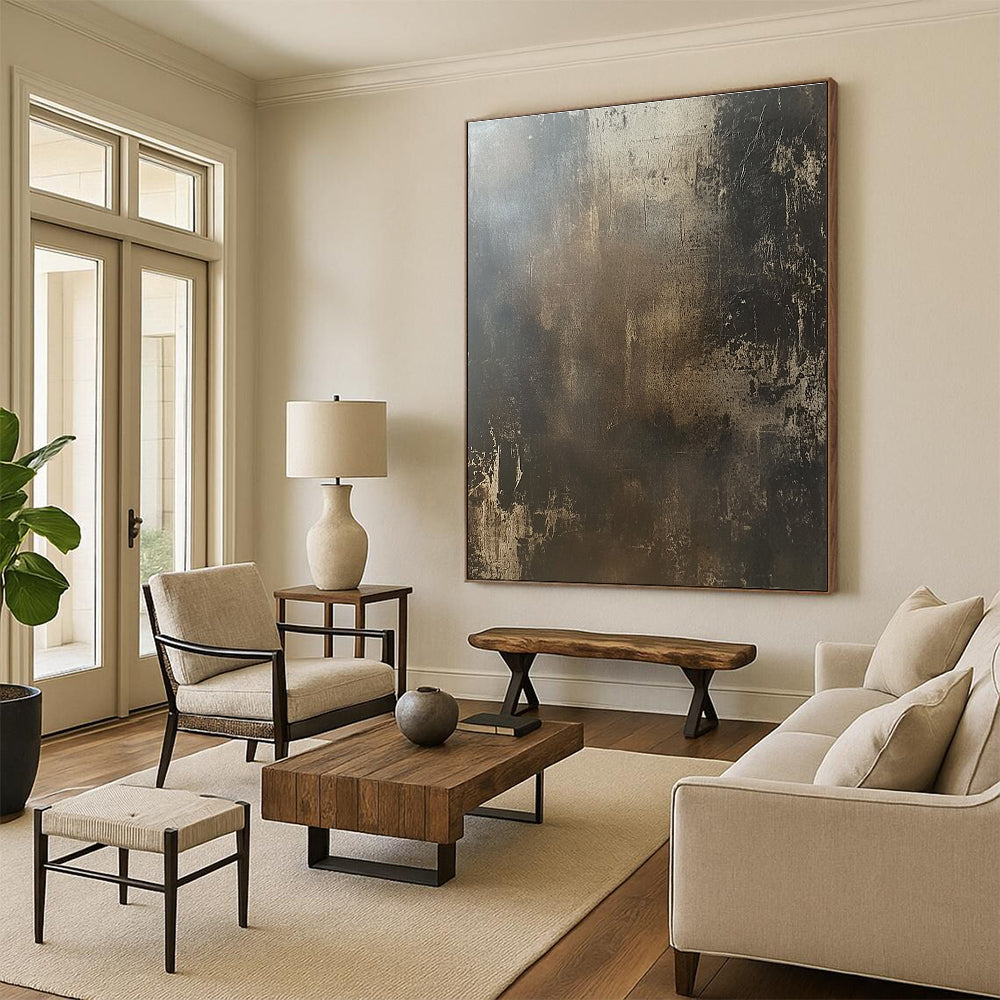Dark Brown and Beige Textured Abstract with Subtle Variations GER253