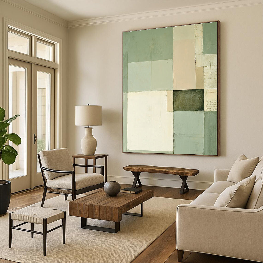 Geometric Color - Block Abstract Painting with Soft Tones GER274