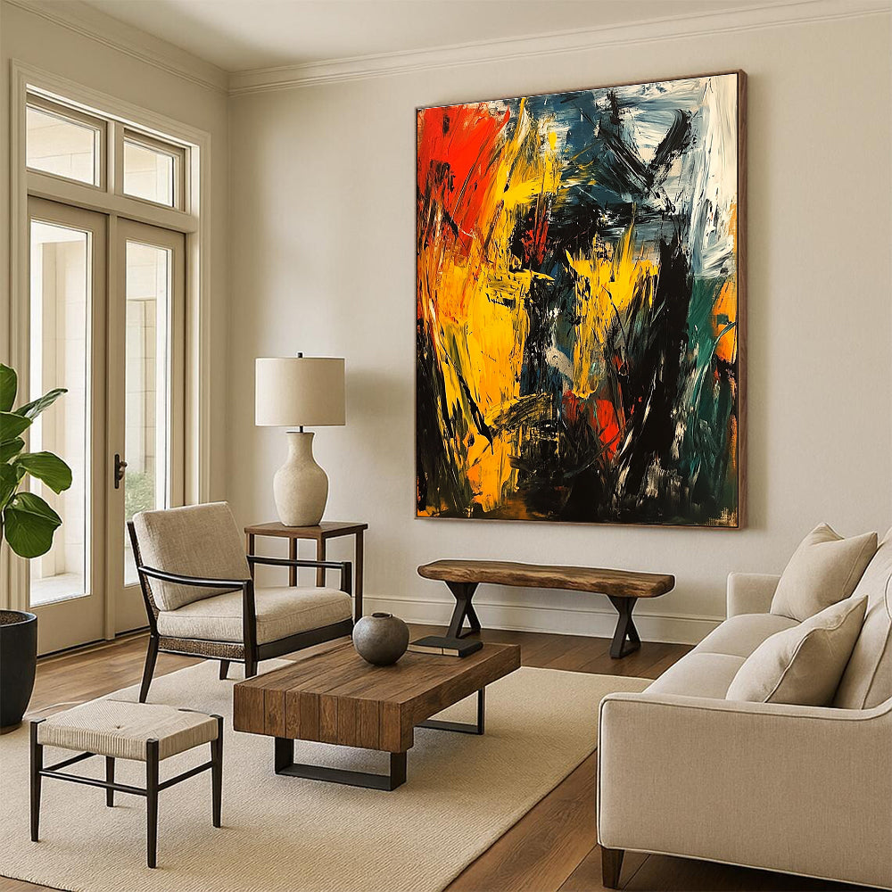 Vivid Color Burst Abstract Painting with Bold Strokes GER750