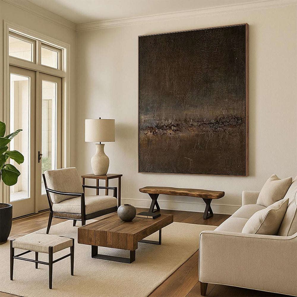 Dark - textured Mysterious Abstract Painting for Dramatic Spaces ADGE057