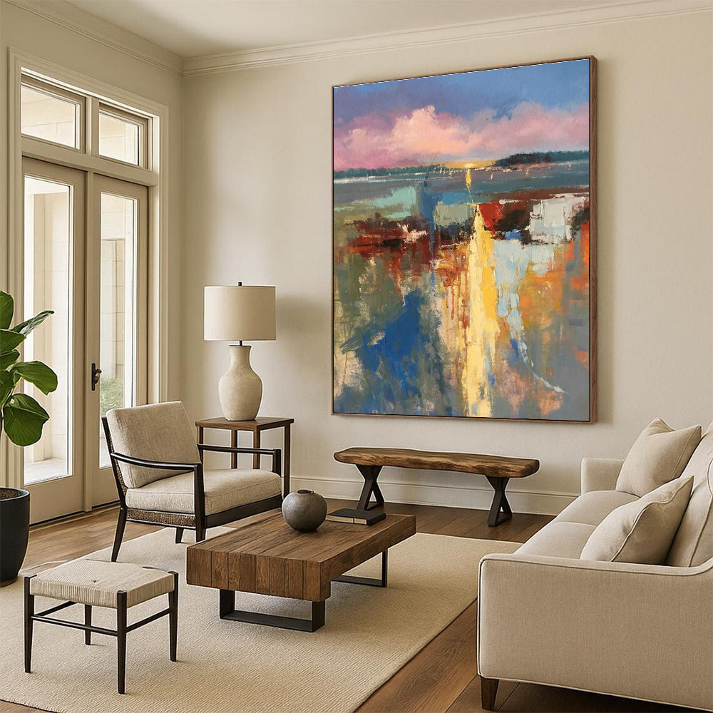 Hand-Painted Abstract Canvas Art for Bedroom & Living Room DLZ2278