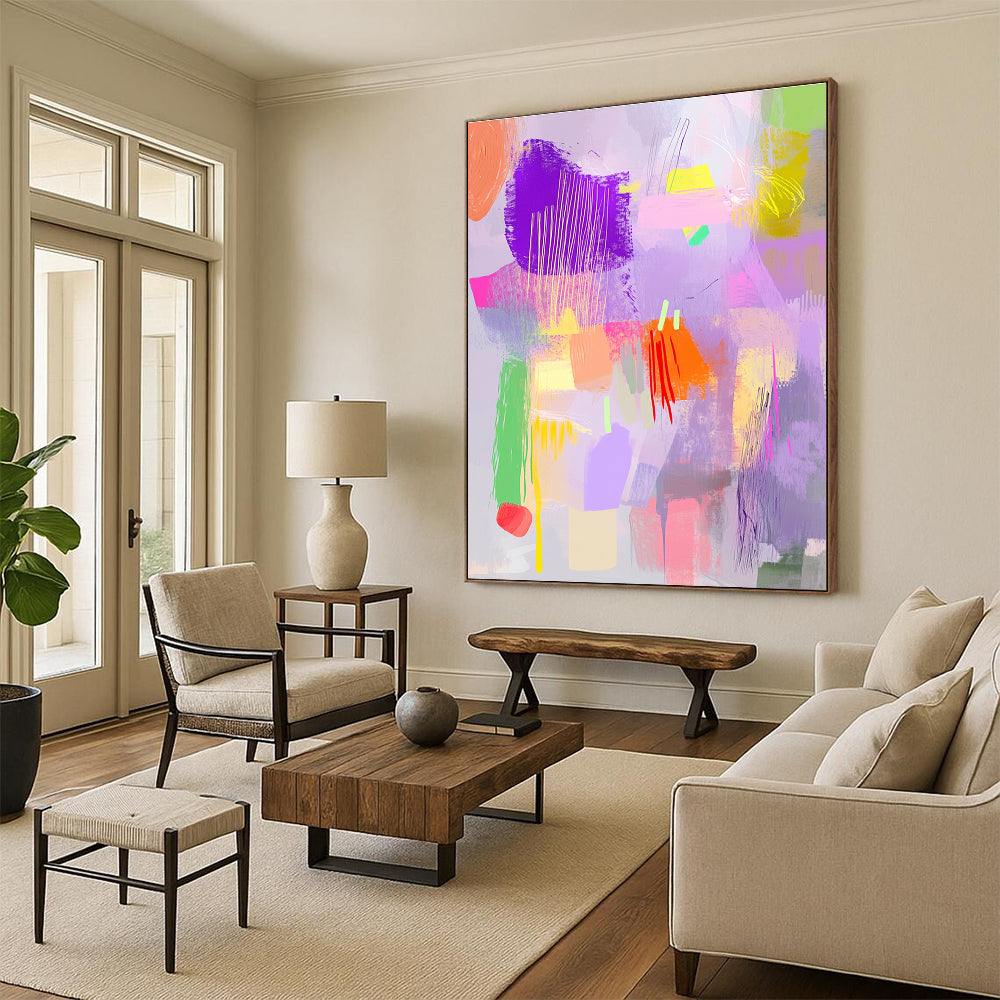 Colorful Pastel Abstract Painting with Playful Forms GER748