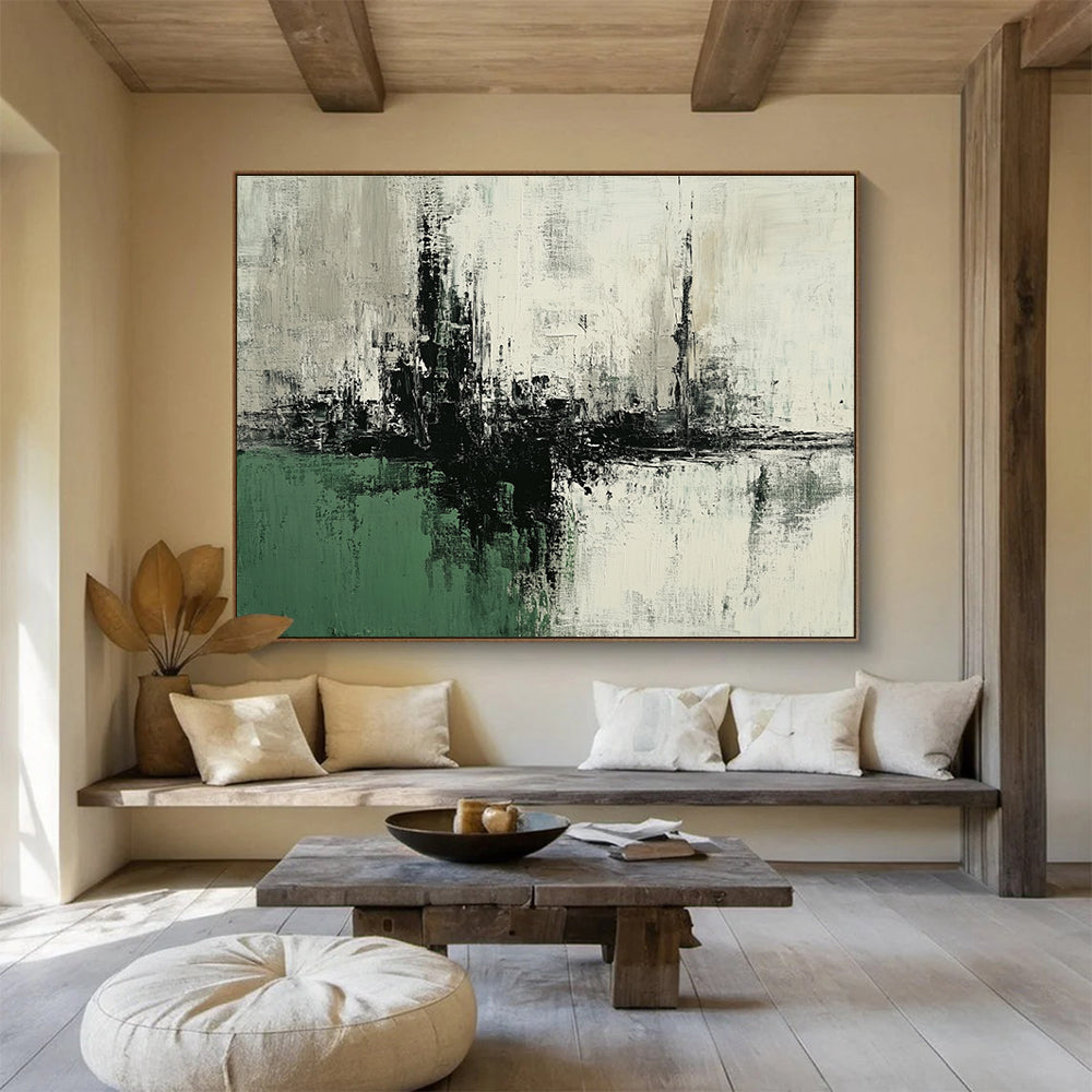 Black and White Abstract Painting with Textured Layers DYP377