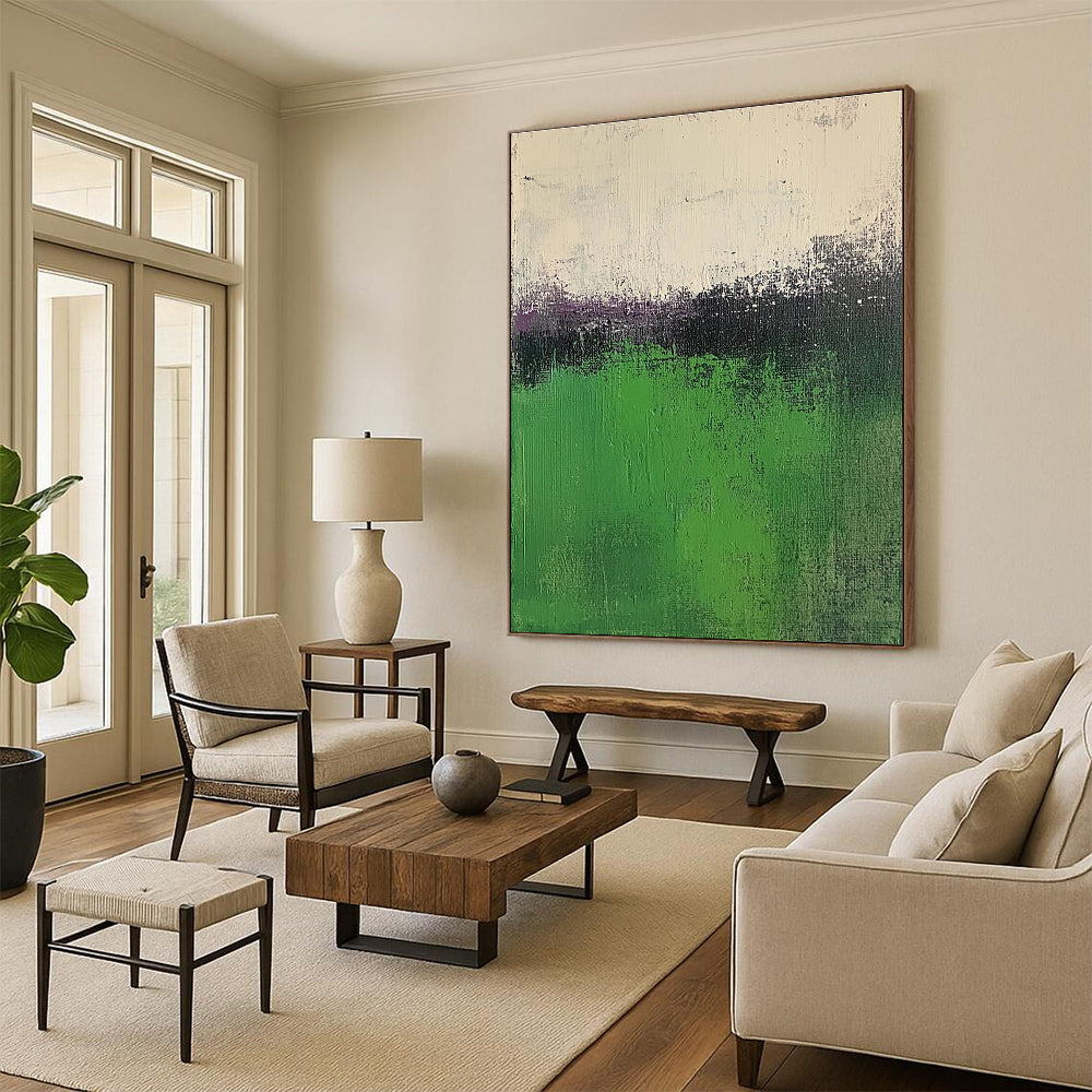 Green and Purple Abstract Painting with Gradient Textures GER568