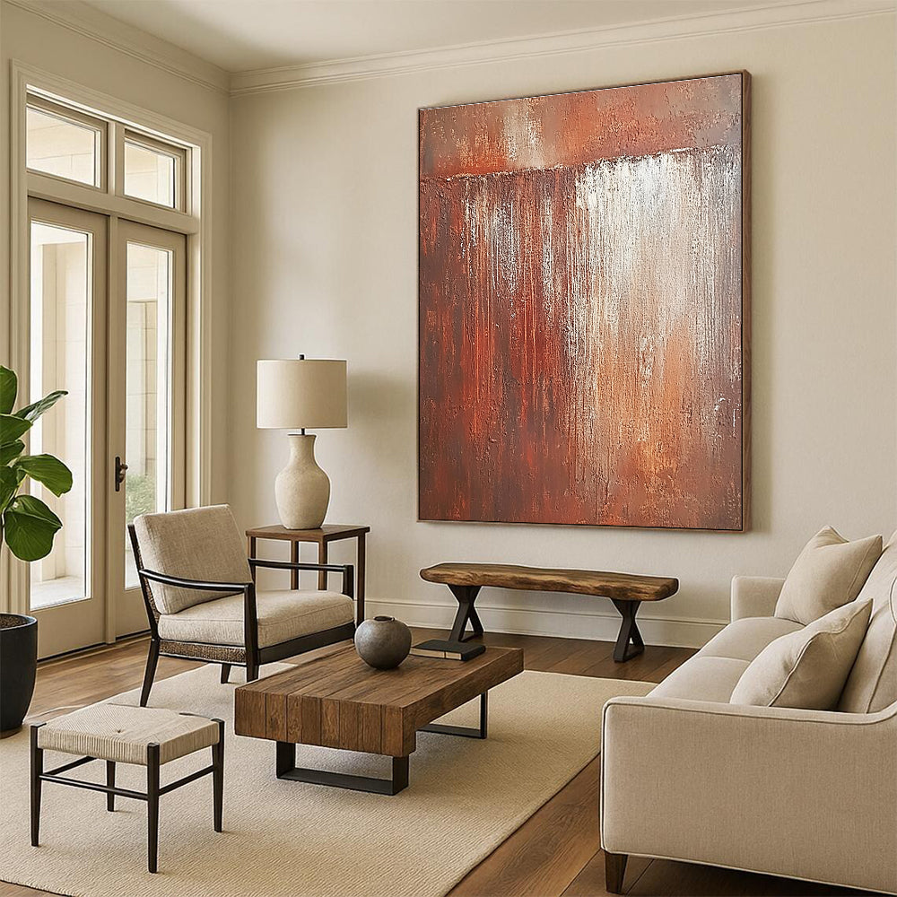 Rust - Colored Abstract Painting with Textured Patina GER137