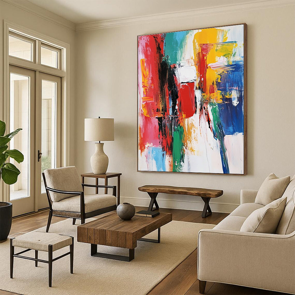 Colorful Block Abstract Painting with Bold Hues GER786