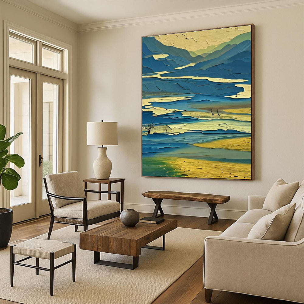 Large Hand-Painted Abstract Canvas Wall Hanging, Creating a Creative Space for Office and Corridor DLZ0970