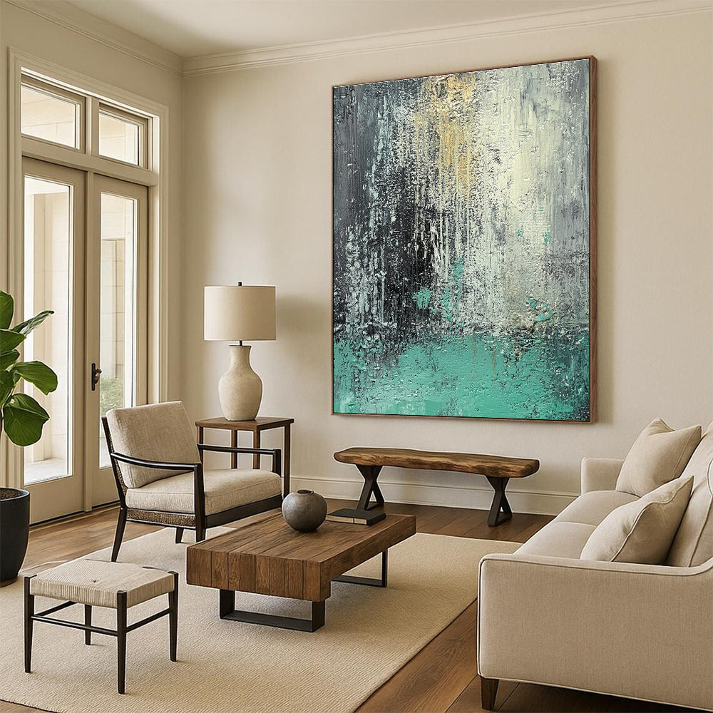 Teal and Orange Abstract with Textured Surfaces GER287