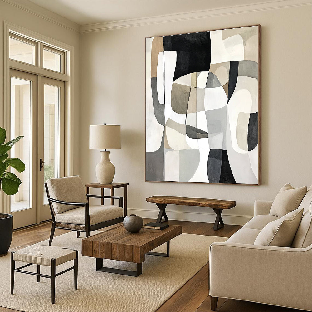 Neutral Tones Soft Geometric Abstract Artwork GER212