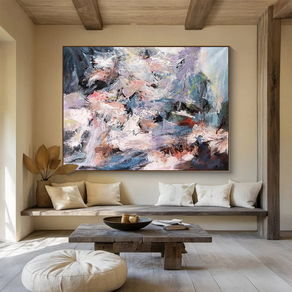 Colorful Chaos Abstract Painting with Vibrant Mixed Hues THY151