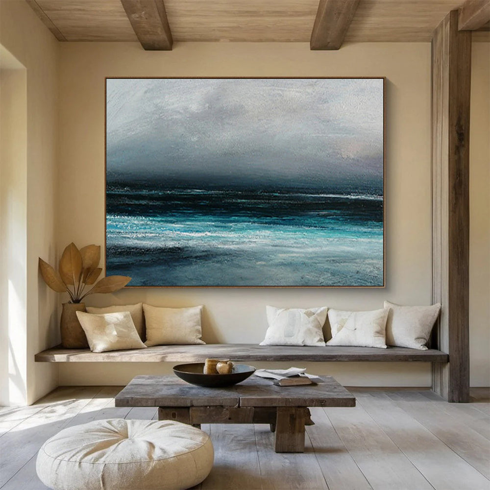 Grey Blue Dark Sea Abstract Painting THY034