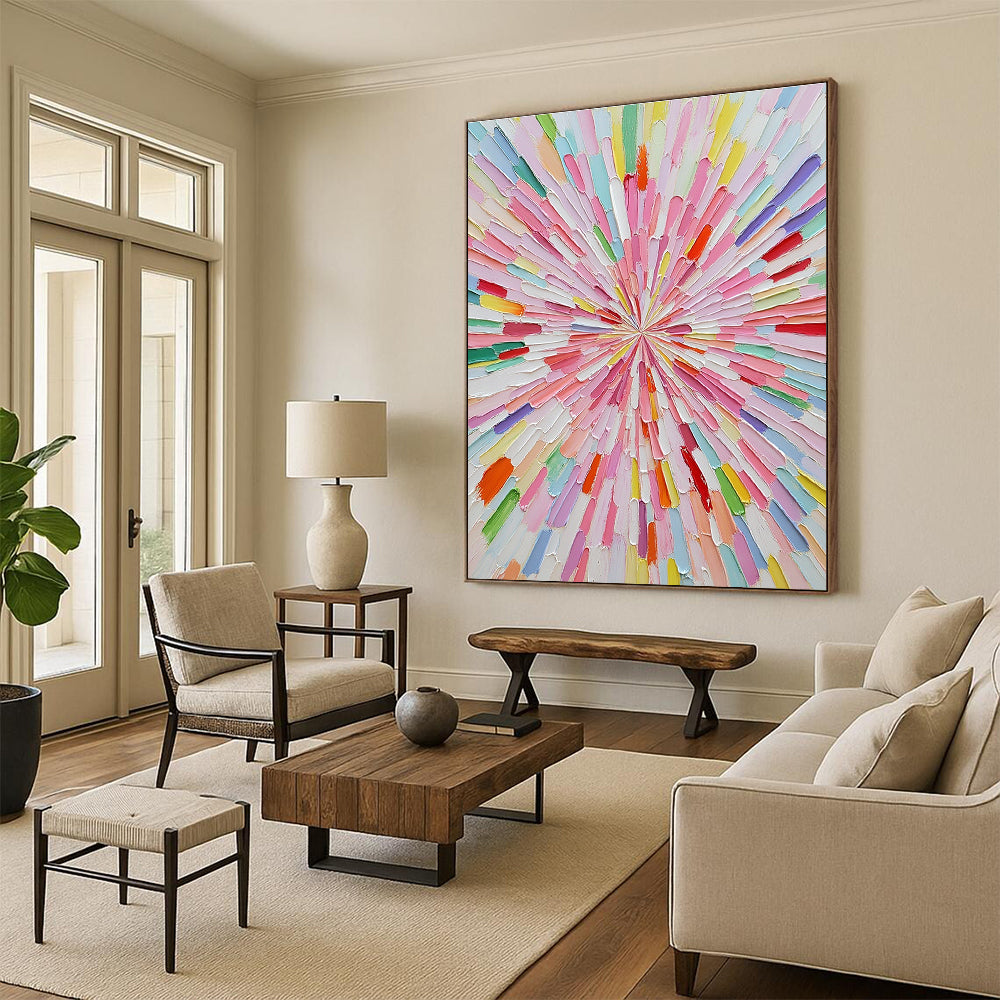 Colorful Radiant Abstract Painting with Vibrant Burst GER124