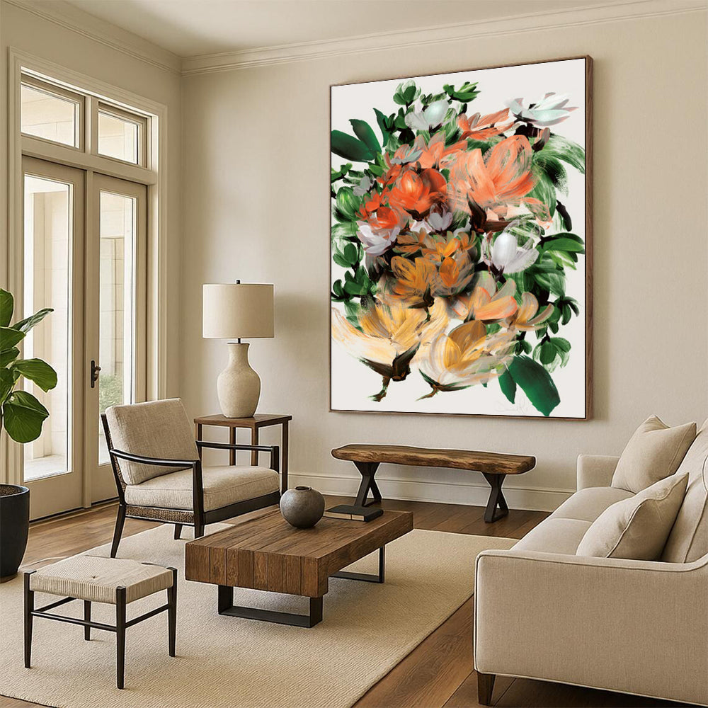 Expressive Flower Bouquet with Bold Brushstrokes Painting ADGE217