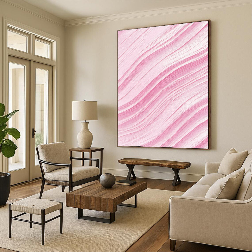 Pink Wavy Strokes Abstract Painting GER866