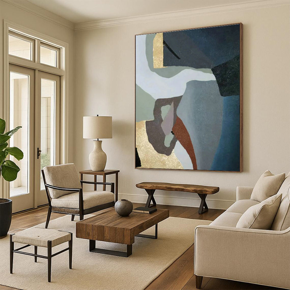 Custom Abstract Hand - Painted Canvases for Living Room & Cottage Entryway DLZ0563