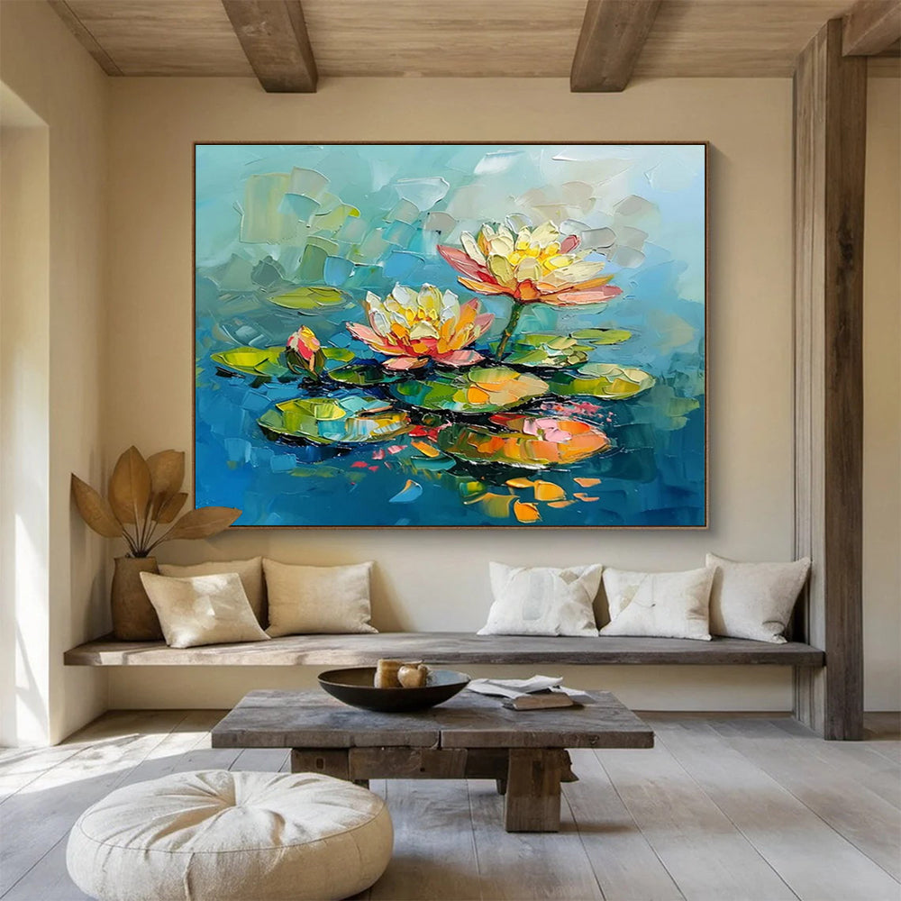 Colorful Water Lilies Abstract Painting THY087