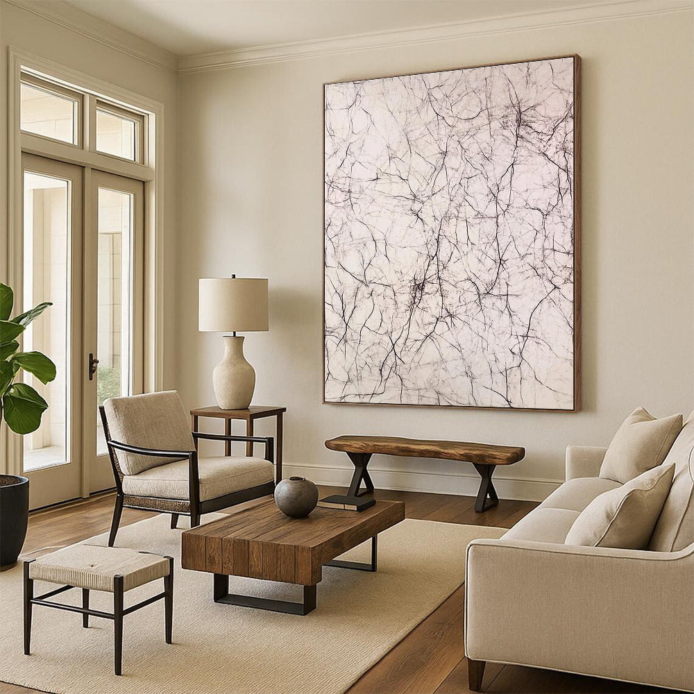 Intricate Black Line Web Abstract Painting GER875