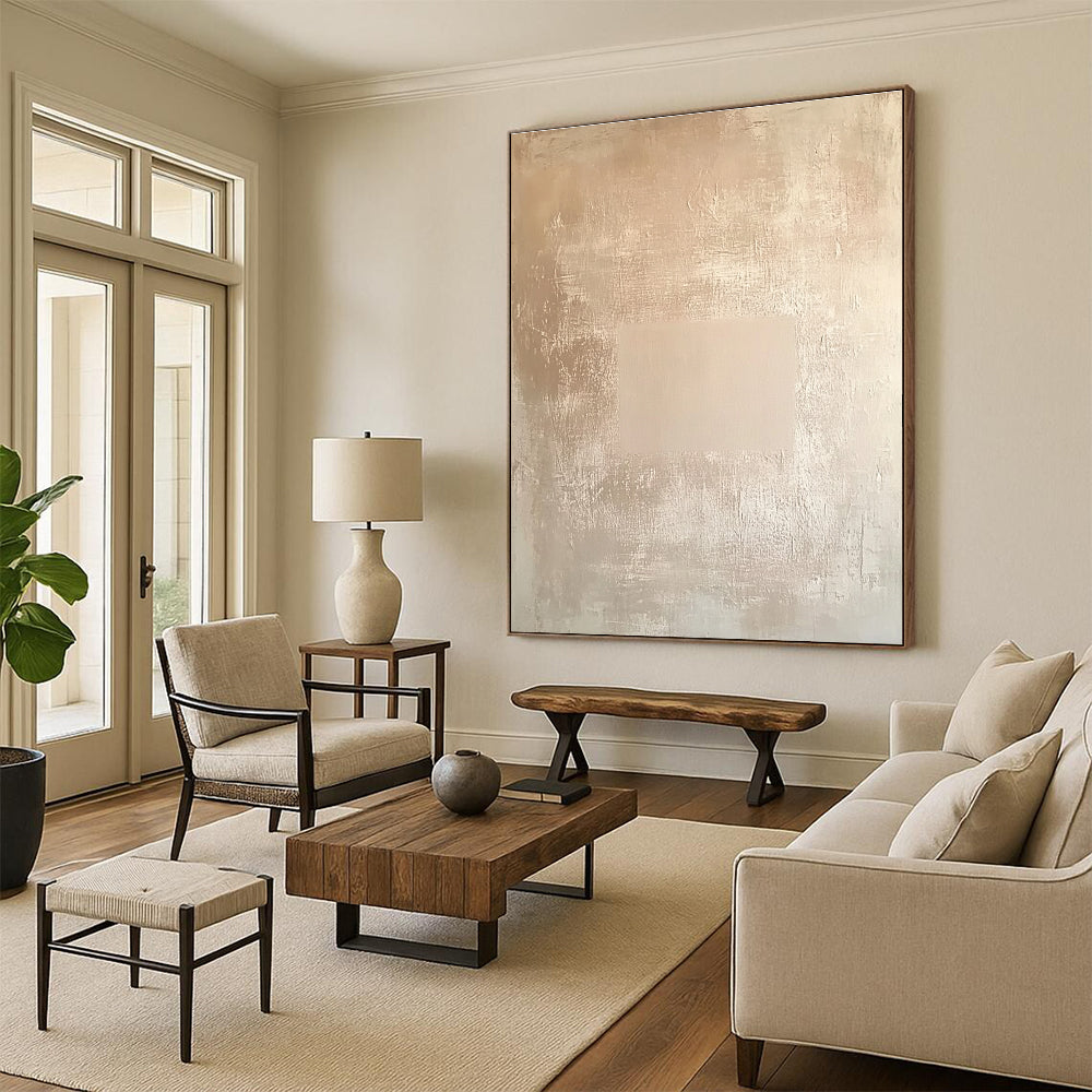 Beige Minimalist Abstract Painting with Subtle Textures GER085