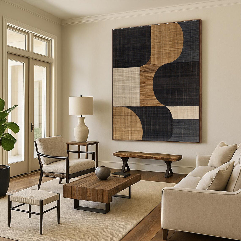 Black Brown Geometric Rug Abstract Painting GER841