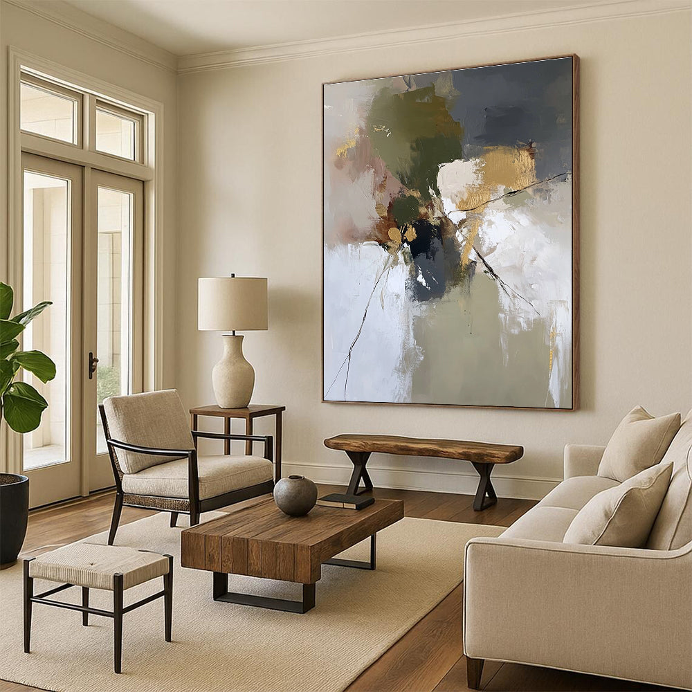 Earth Tone Abstract Painting with Textured Accents GER465