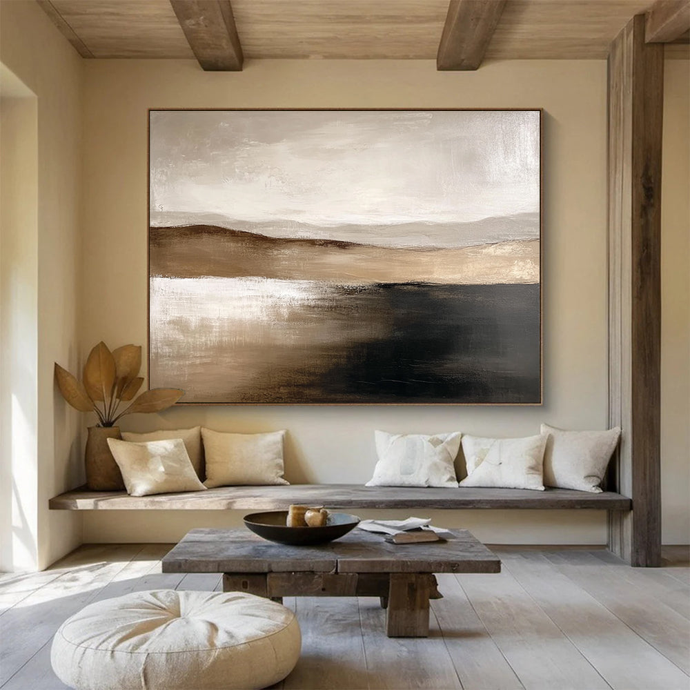 Earth Tone Landscape Abstract Painting with Brown and Beige DYP227