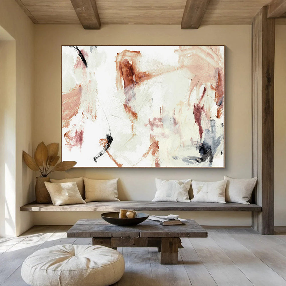 Ear THY Tone Abstract Painting with Rust and Beige Hues THY145