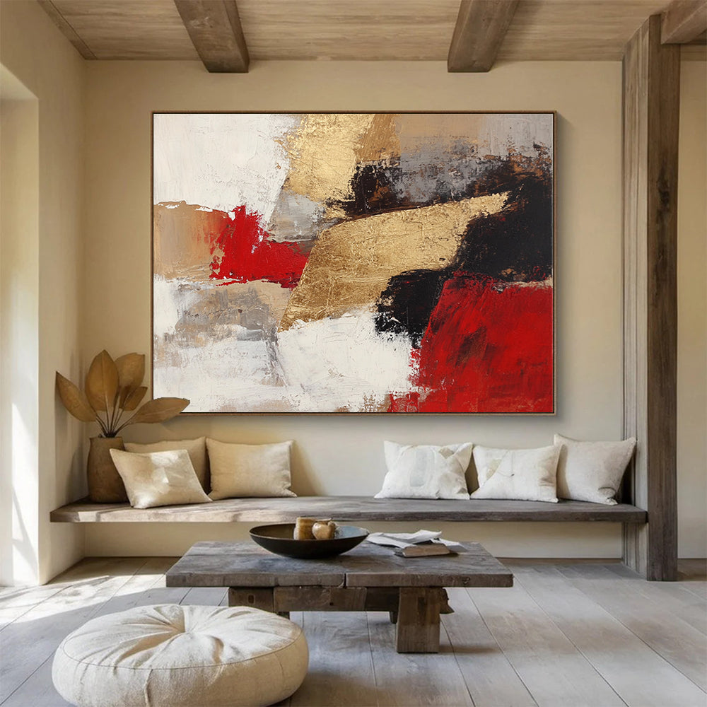 Abstract with Gold and Red Accents on Neutral Background DYP539