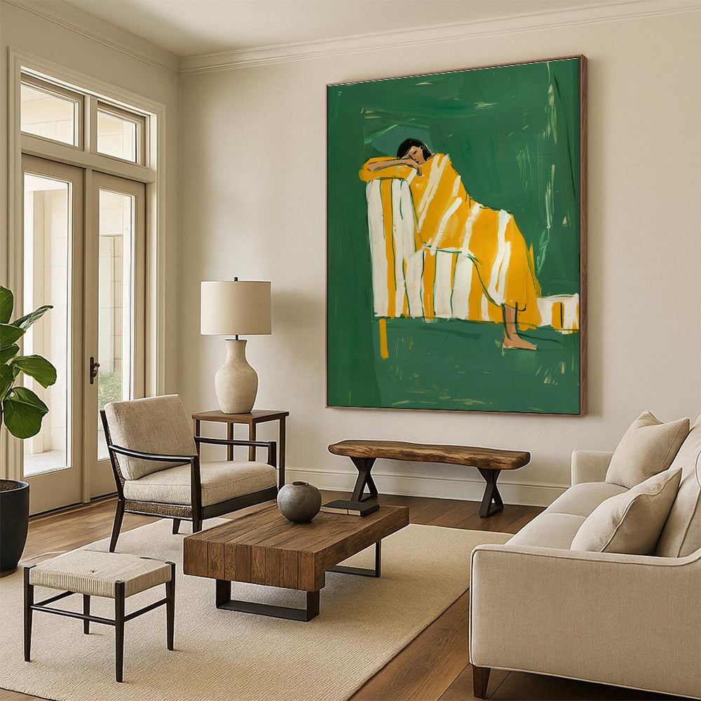 Oversized Abstract Hand - Painted Murals for Office Meeting Rooms & Dining Room Bay Windows DLZ0689