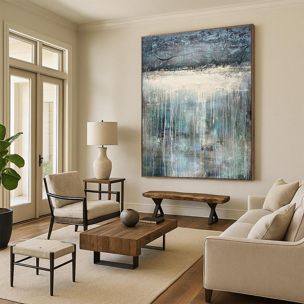 Hand - Painted Abstract Canvases for Cottage Living Room and Dining Room DLZ0764