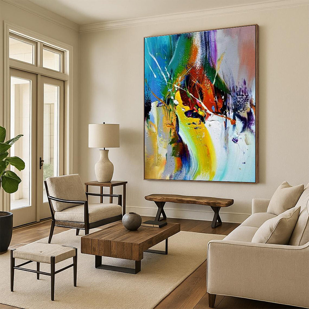 Dynamic Color Splash Abstract Painting with Energetic Movement ADGE414