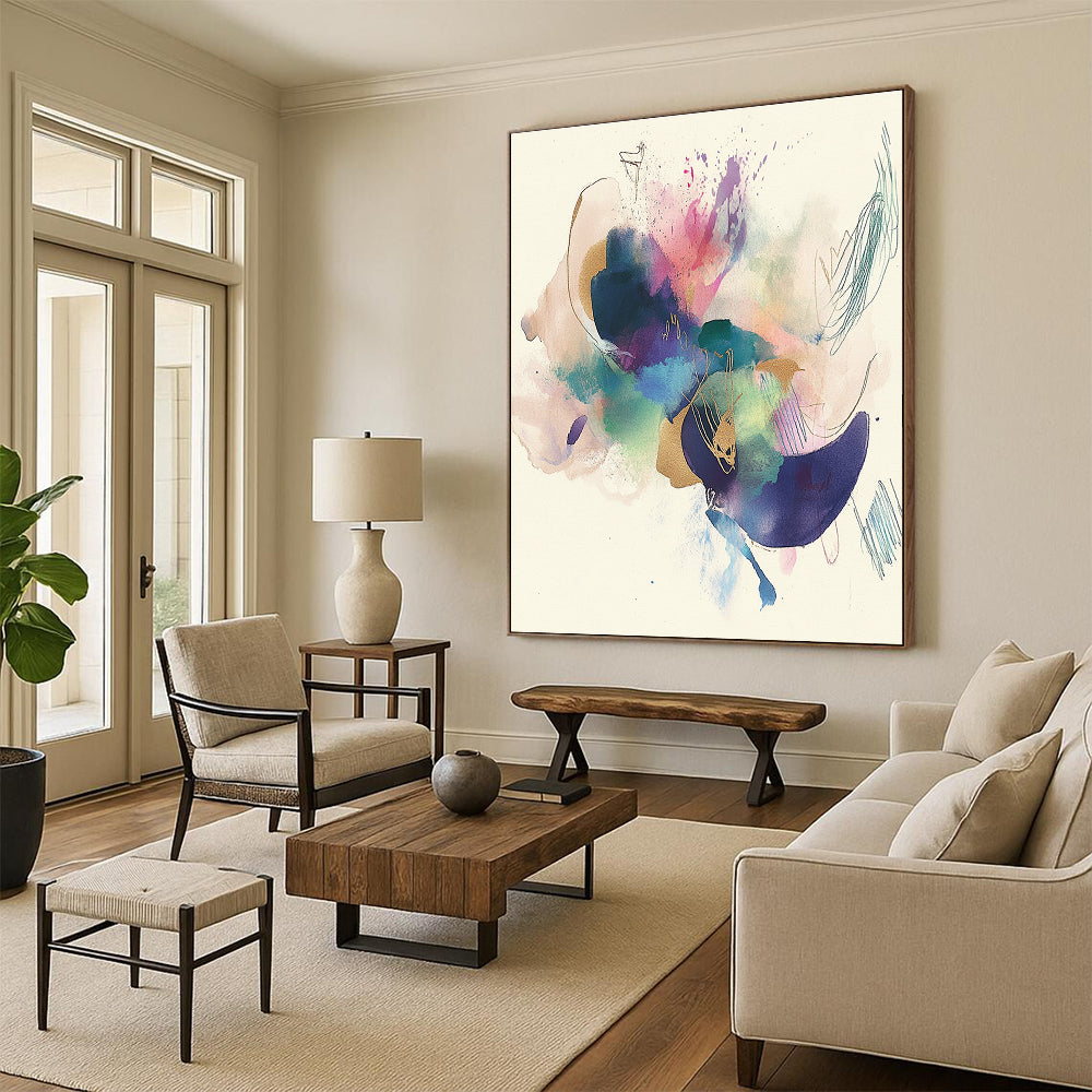 Colorful Ink - Splatter Abstract with Gold Accents GER276