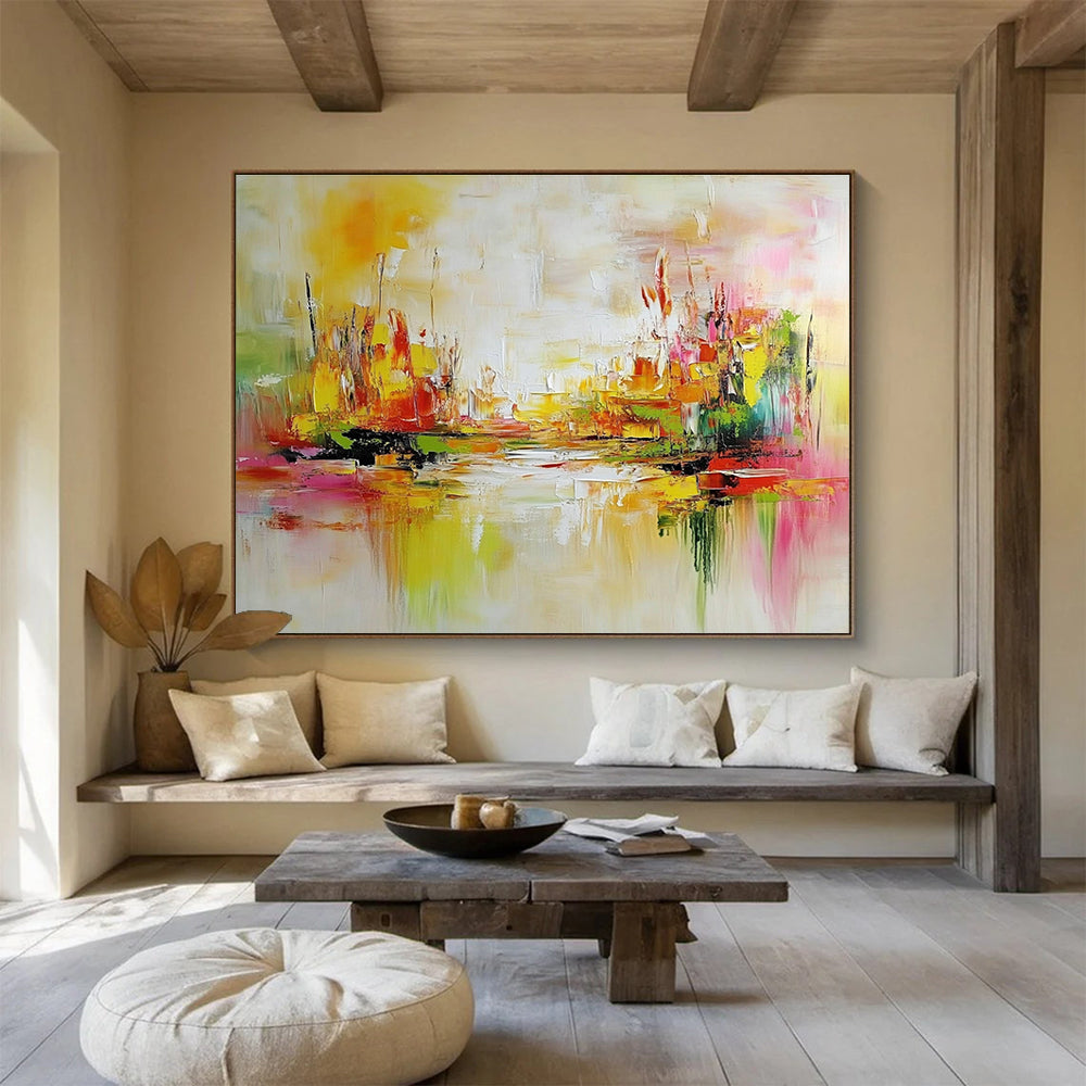 Colorful Abstract Cityscape Painting with Vibrant Hues DYP297