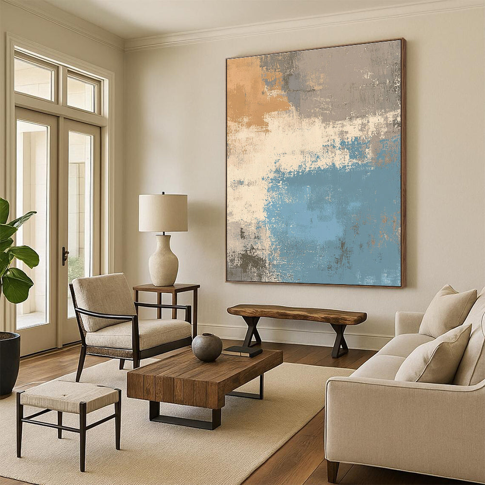 Earthy Tone Abstract with Brown Blue and White GER334