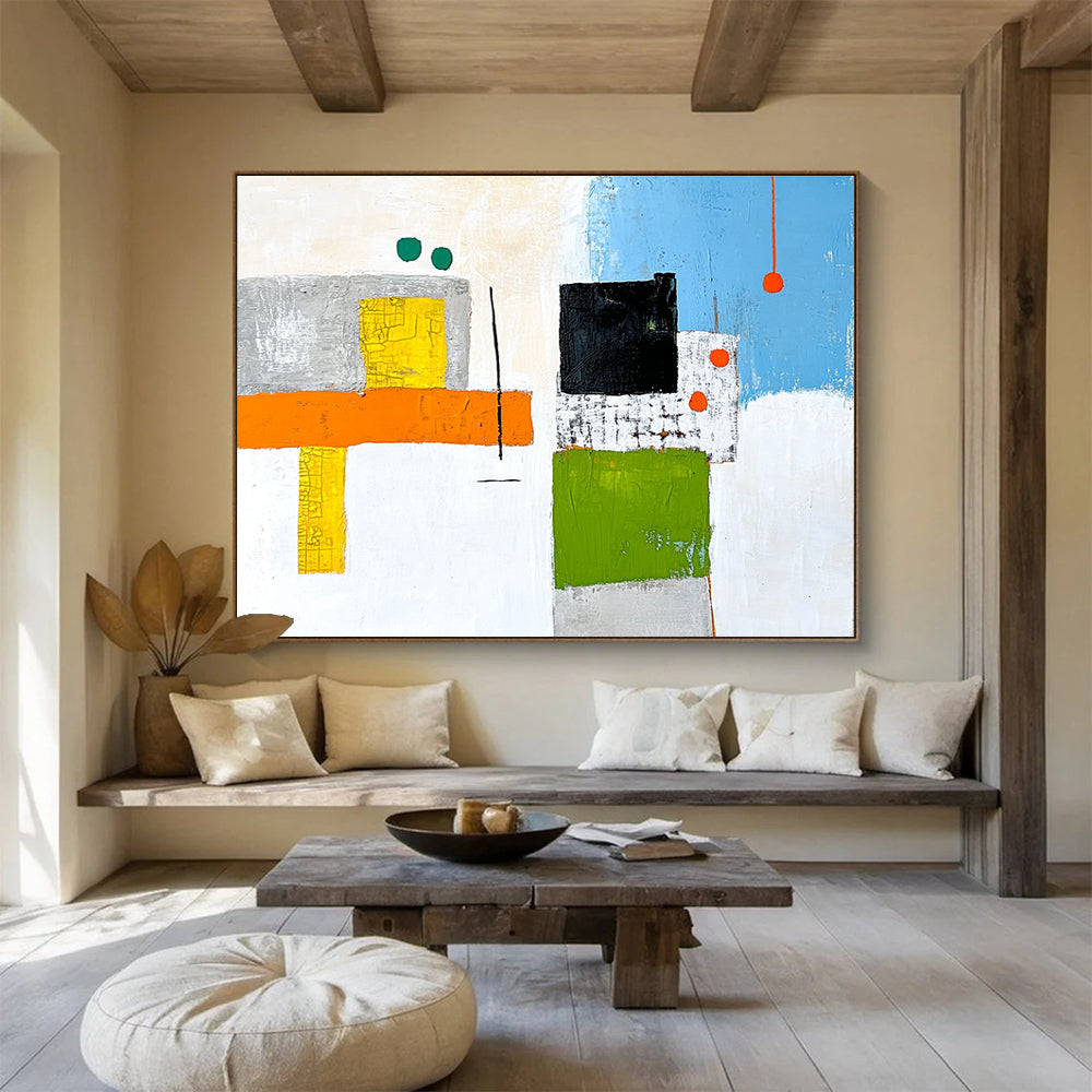 Colorful Geometric Abstract Painting with Playful Shapes DYP258