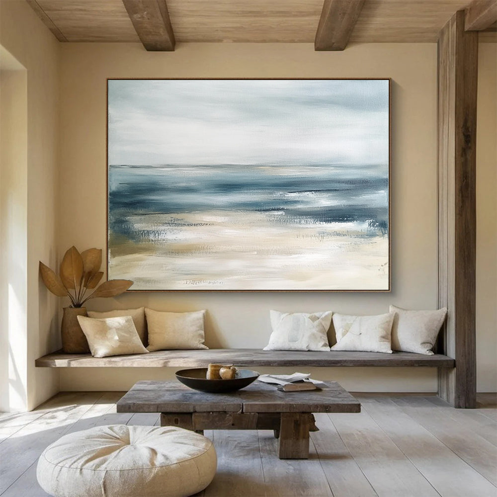 Blue Gray Sea Abstract Painting with Subtle Color Blends DYP436