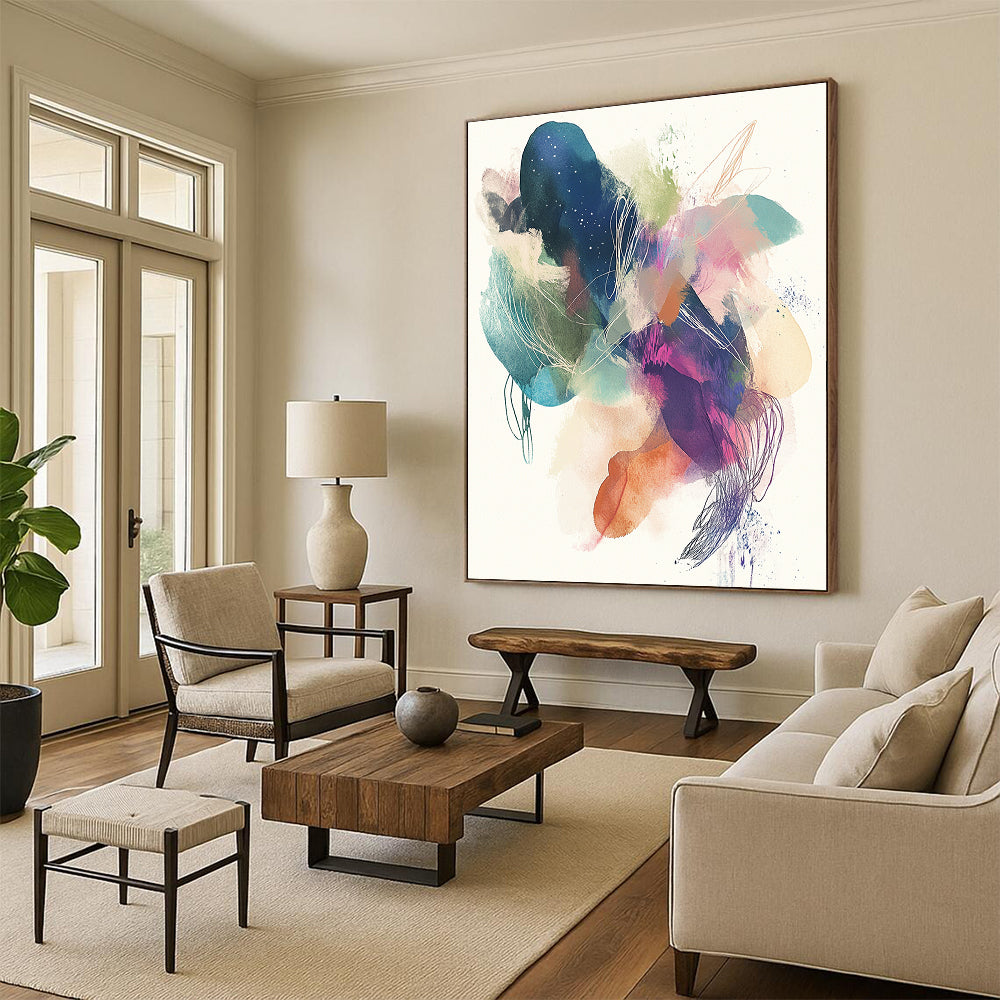 Whimsical Watercolor - Ink Abstract with Colorful Splashes GER275