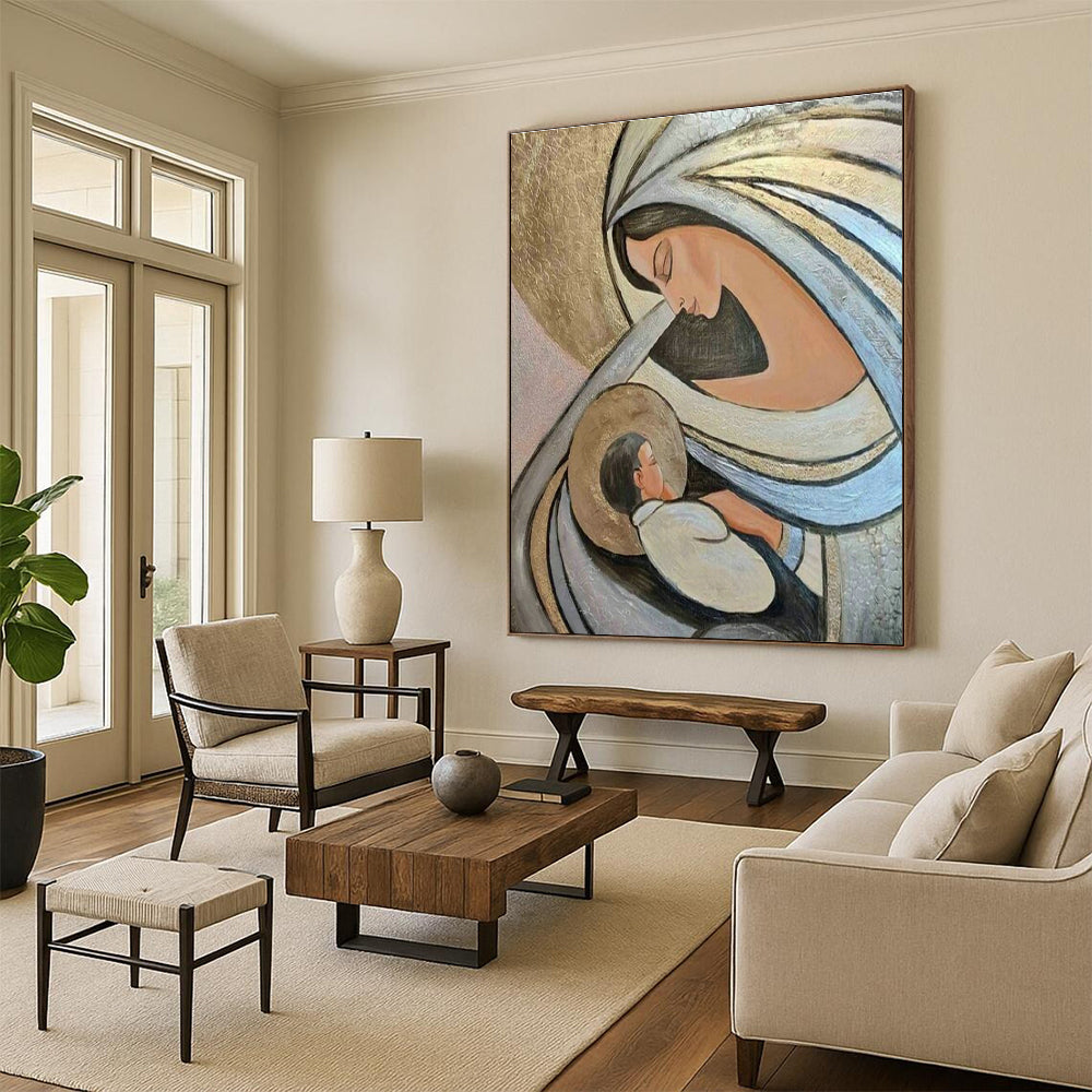 Monumental Custom-Enhanced Hand Painted Abstract Wall Decor for Cottage & Living Room DLZ2110