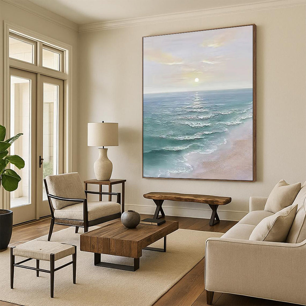 Seaside Sunrise Abstract Painting with Soft Color Tones ADGE350